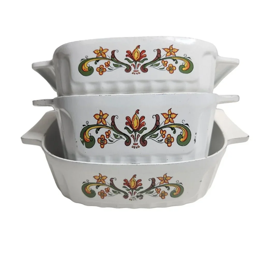 Vintage 3-Piece Nordic Ware Cast Bake Ware Casserole 2 Qt Bundt 1 1/2 Qt 1 Qt